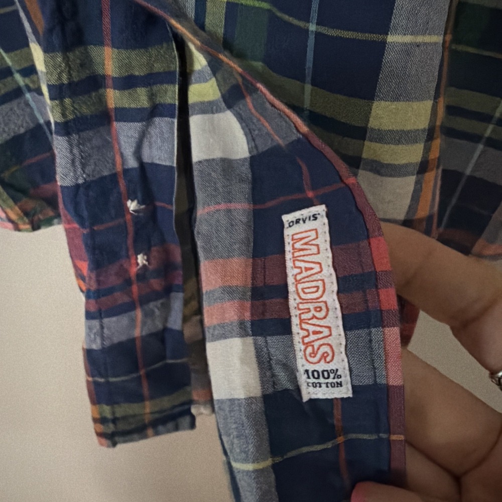Orvis Madris 100% Cotton Plaid Short Sleeve Men's M - Picture 4 of 8
